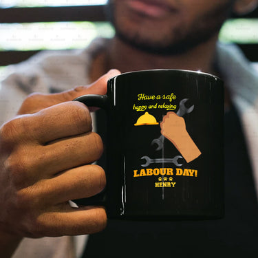Personalized Dog Gift Idea - Have A Safe Happy And Relaxing Labour Day For Dog Lovers - Black Mug